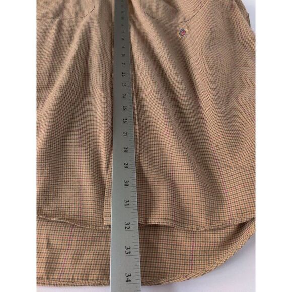 Vtg. Men Tommy Hilfiger Button Down Shirt Large Long Sleeve Plaid Brown Red - Picture 8 of 9